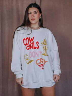 Charlie Southern Cowgirls Don't Cry Sweatshirt 2XL White Graphic